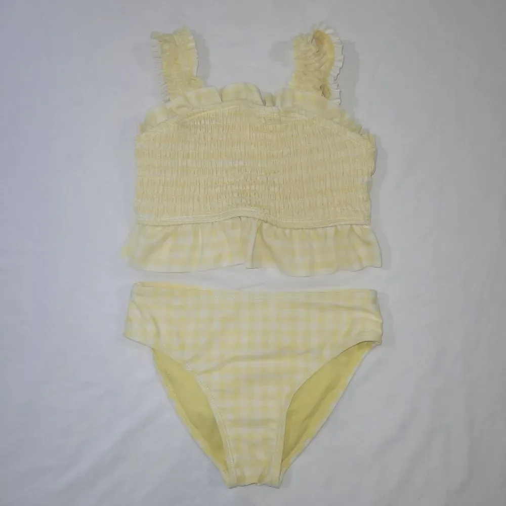 Primark Size 6/7 Years Yellow Gingham Ruffle Bikini Set
